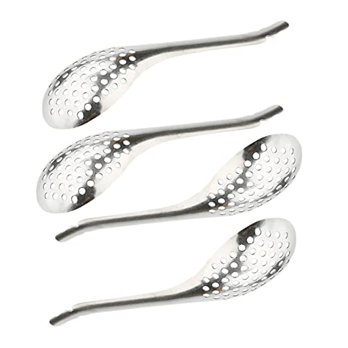 Unomor Ergonomic Design Slotted Spoons 4pcs Stainless Steel Caviar Serving Utensils for Home Restaurant