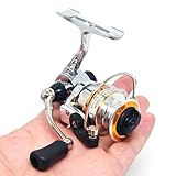 Micro Compact Spinning Reel, Mini 100 Metal Small Fishing Reel for Freshwater and All Season Fishing (Silver&Gold)