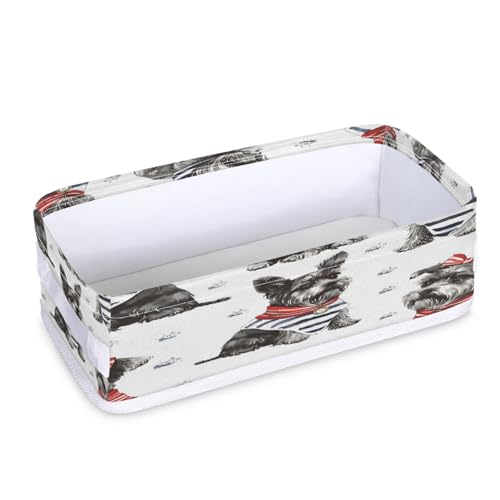 Tablerazzi Toilet Tank Topper Paper Basket with Handle, Cartoon Dog Scottish Terrier Bathroom Storage Basket for Organizing, Small Fabric Storage Bins for Bathroom Decor