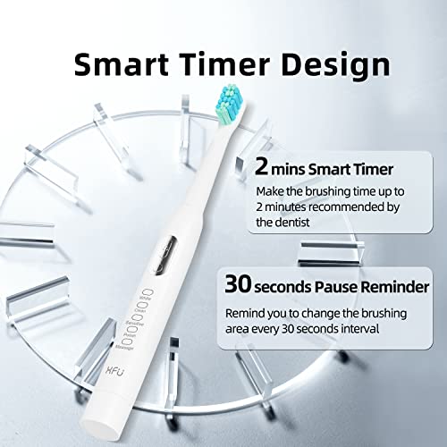 Sonic Toothbrushes with 5 Modes, IPX7 Waterproof, 3 Brush Heads, 40,000 VPM Timer