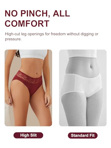 Womens Underwear Cotton Lace Bikini Panties Stretch Soft Breathable Briefs Comfortable Hipster Underpants 6 Pack4