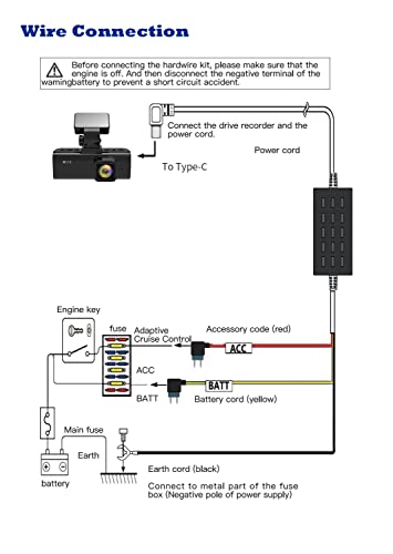 Image of REDTIGER F7N Dash Cam Hardwire Kit,11.5ft USB C Port Hard Wire Kit for Dashcam,Converts 12V-24V to 5V /2.5A Low Voltage Protection(not Applicable to F9 /T700 /T27)