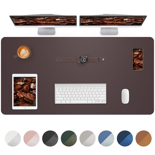 Image of Leather Desk Pad Protector,48 inch x 23 inchLarge Desk mat,Office Desk Mat, Non-Slip PU Leather Desk Blotter,Mouse pad,Waterproof Keyboard mat for Office /Home /Decor (Coffee)