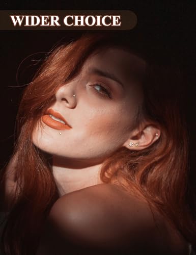 Sanfenly Threadless Flat Back Earrings Studs 316L Surgical Steel Push in Nose Studs Rings CZ Tragus Cartilage Helix Conch Labret Lip Nostril Medusa Piercing Jewelry Hypoallergenic 20G 18G 16G4