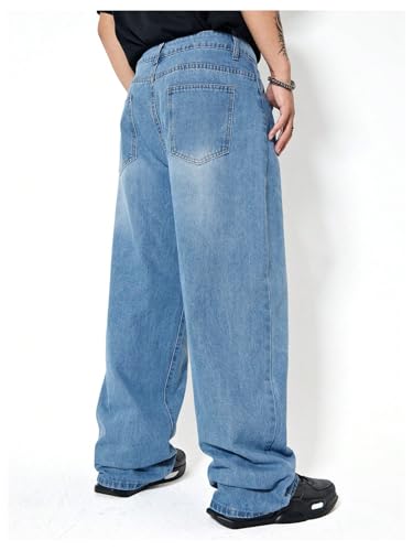 Verdusa Men's Casual Loose Jeans Baggy Straight Leg Denim Pants Long Trousers2