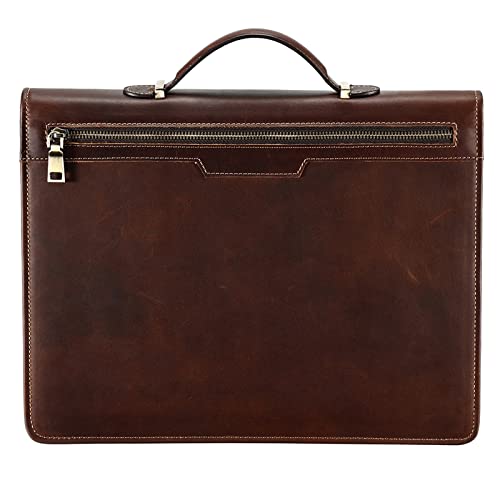 Maletín portátil de negocios para hombre: cartera de cuero genuino para organizar documentos