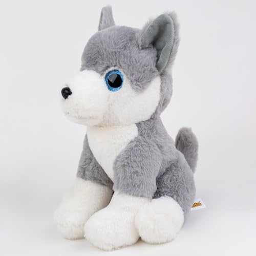 Image of Mirada Cute Grey Glittery Eyes Husky Dog Soft Toy for Girls /Kids | Stuffed Plush Animal | Soft Toys for Kids, Cute Soft Toys, Stuffed Animals, Animal Soft Toy, Cuddle Toy, Baby Gift, Gift Item | 25cm