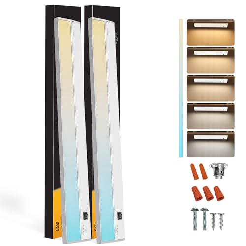 Ansen 2Packs of Under Cabinet Lighting Hardwired, 48in 26W 1720LM Dimmable Led Light for Kitchen/Closet, CRI 92+, R9 90+, 5 Color Temperature, 2700K-5000K(Warm White, Cool White, Daylight)