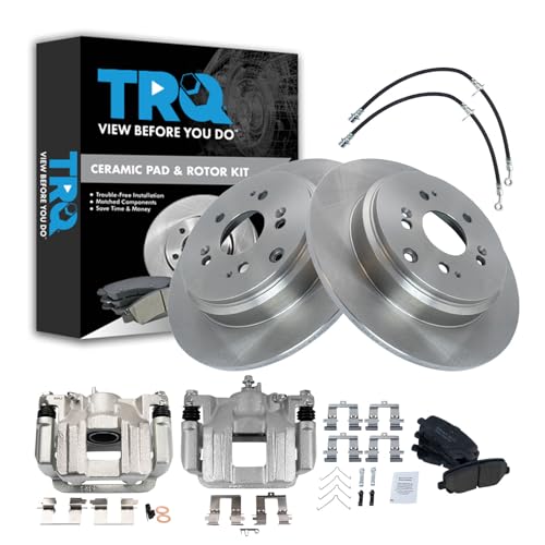 Image of TRQ Rear Brake Pad & Rotor Kit Ceramic Compatible with 2011-2017 Honda Odyssey