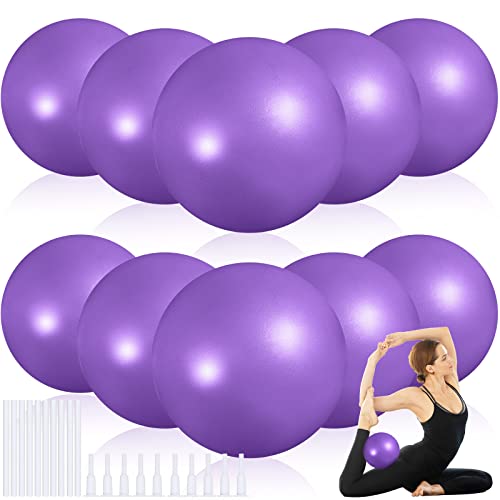 Image of Aoriher 10 Pack 9 Inch Small Pilates Ball Bulk Mini Exercise Ball Portable Non-Slip Workout Yoga Balls with Air Pump for Stability, Barre, Fitness, Balance, Physical &Core, Gym Home Office Use