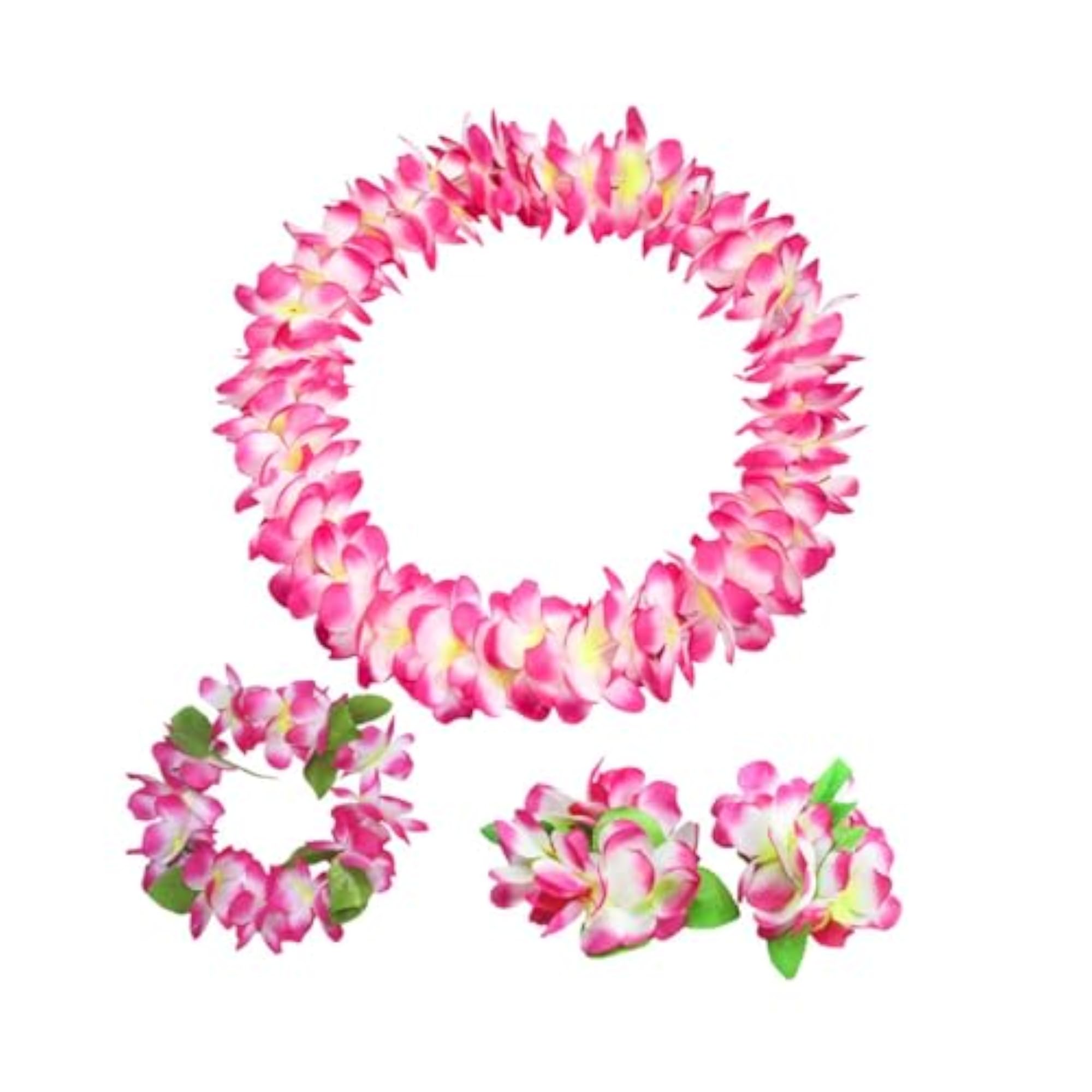 Hawaiian Leis Set, Artificial Flower Garland Pink