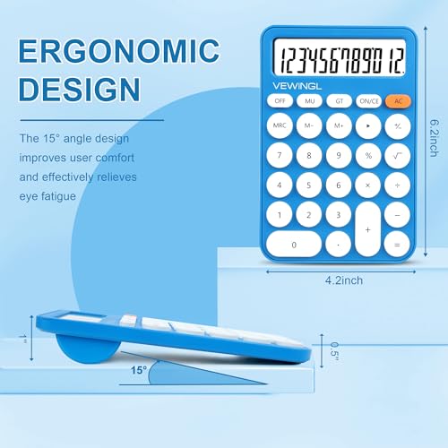 Image of Standard Calculator 12 Digit,6.2 * 4.2in Desktop Large Display and Buttons,Calculator with Large LCD Display for Office,School, Home & Business Use,Automatic Sleep,15 Tilt Screen