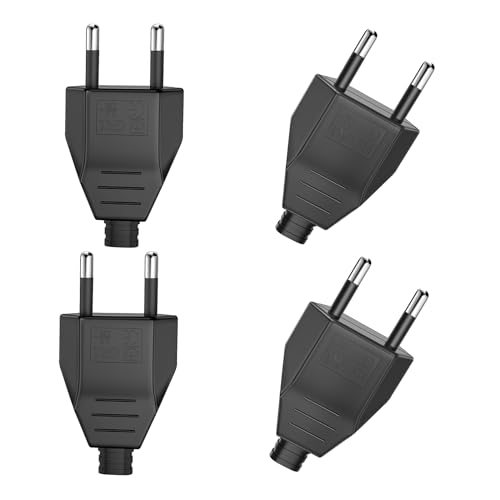 VIEVRE Eurostecker 4 Stücke Flachstecker Eurostecker Flach Stromstecker (220V 2.5A) Stromstecker Flach(Schwarz)