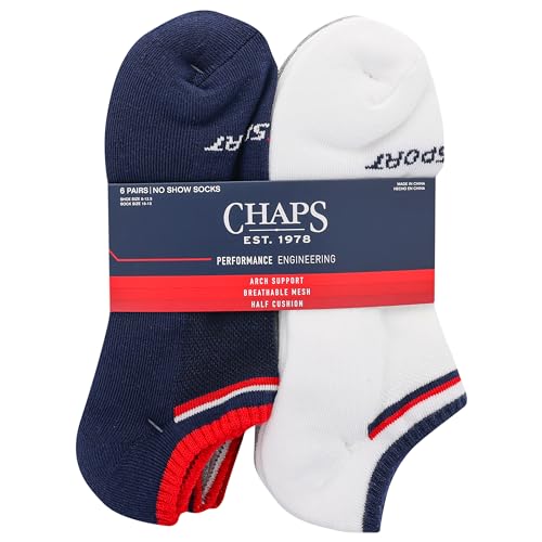 Chaps Men's Athletic Cushioned Performance No Show Socks-6 Pairs-Breathable Mesh3