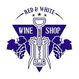 Gravuraufkleber Rot Weiß Weinladen Weinrebe Restaurant 36x36,8cm Selbstklebend Klein Dunkelblau