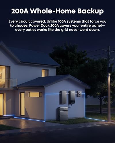 Image of Anker SOLIX Power Dock, 200A Automatic Whole-Home Backup Transfer Switch for E10, ≤20ms Seamless Switchover, Reduce Up to 80% Bills, 12-Circuit Smart Prioritization, NEMA 3R