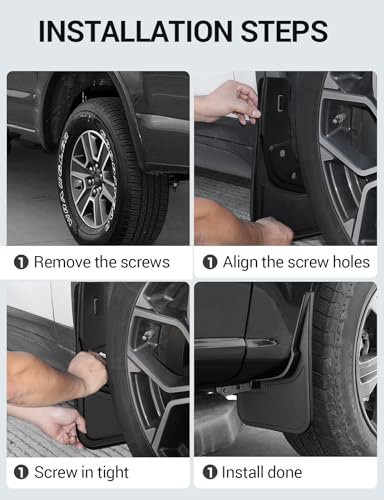 Image of Ecarzo Mud Flaps for F150 Lightning Accessories 2022 2023 2024 2025 All Weather Mud Splash Guards No Drilling Required Mudflap Front & Rear 4pc Set