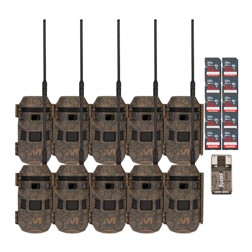 MUDDY Trifecta 180 Cellular Trail Camera 36MP 1080p (10-Pack, Brown) Bundle with 10 x 32 GB Memory Card and Card Reader (21 Items)