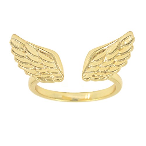 LEMON GRASS Angle Wing Ring Open Adjustable Plated with 14K Yellow Gold
