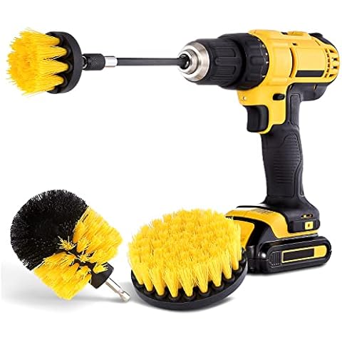 Hiware 4 Pcs Drill Brush Attachment Set - Power Scrubber Brush Cleaning Kit - All Purpose Drill Brush with Extend Attachment for Bathroom Surfaces, Grout, Floor, Tub, Shower, Tile, Kitchen and Car Cover