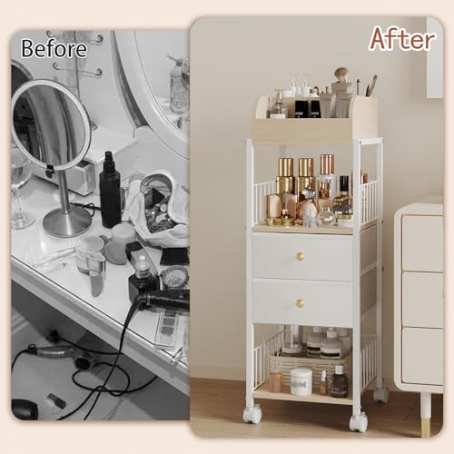 Makeup Organizer Storage Cart with Drawers and Casters