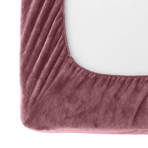 Elegant Comfort Luxuriously Soft 4-Piece Velvet Plush Flannel Sheet Set - Premium Quality - Cozy Warm, Anti-Static, Non Pilling Fuzzy Velvet Flannel Fleece Deep Pocket Sheet Set - Full, Rose