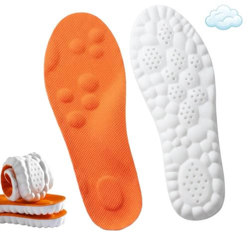 4D Cloud Footstr Insoles for Kids & Youth - Soft Memory Foam Insoles with Shock Absorption - Trim-to-Fit Arch Support Shoe Inserts for Healthy Development of Growing Feet (Orange US Youth 3Y4Y)