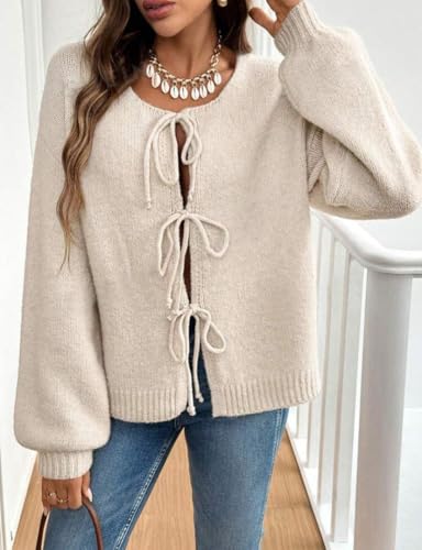 Chunky Cardigan Sweaters for Women,Tie Front Pink Sweater,Winter Clothing for Women,Cute Fall Fashion Outfits 20252
