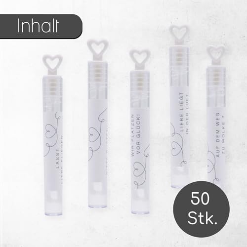 50er-Set Seifenblasen-Aufkleber Hochzeit - Herzlinie Liebe in der Luft 5 x 2 cm - beschriften von Seifenblasen Hochzeit Stilvoll Dekoration Geschenk I dv1180