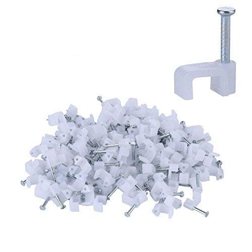 Nail-In Cable Clips (200-Pack) - CelerCable Flat Ethernet Cable Clips 0.3in for Cat 7 Flat Cables (8mm)