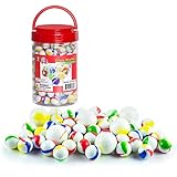 Kiddie Play 200 Glass Marbles for Kids Bulk Including 6 Shooters in Reusable Storage Box