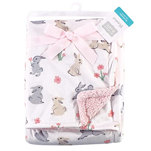 Image of Hudson Baby Unisex Baby Plush Mink and Sherpa Blanket, Bunny, One Size