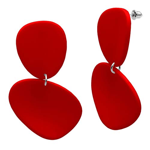 SoulCats® Statement Ohrringe aus Acryl, Ohrstecker im Retro Style 80er, Farbe: rot Cover