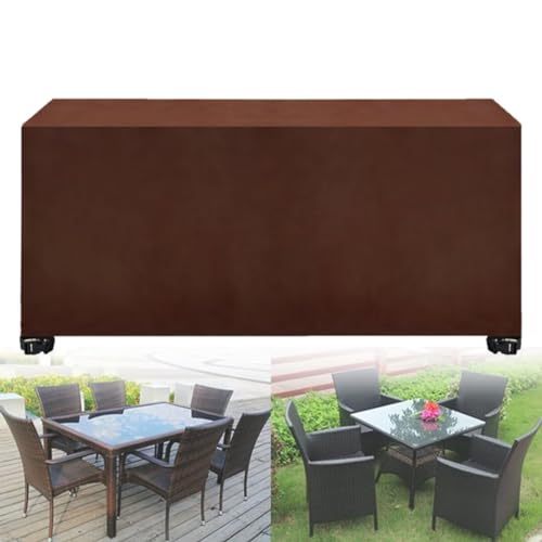 nvdsivee Abdeckung für Gartenmöbel Wasserdicht Schutzhülle Gartentisch Rechteckig Anti-UV Abdeckplane Winddicht Schwerlast 420D Oxford Gewebe Große Abdeckhauben für Möbelsets Braun 140x80x75cm