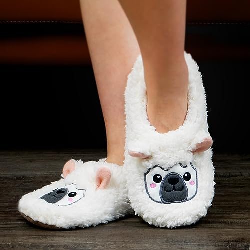 Image of Cozylook Cute Animal Slippers for Women and Kids Fuzzy Non Slip Soft Sole | Warm plush lining, gripper dots, playful animal details, machine wash cold, toddlers teens and adult women, indoor use