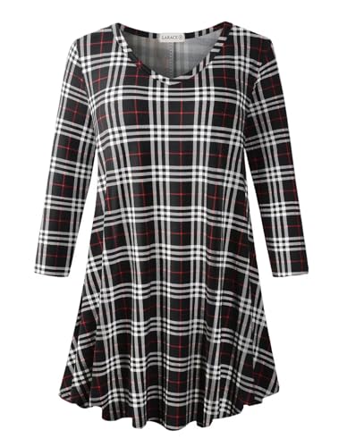 Image of LARACE Tunics 3 /4 Sleeve Plus Size Tops for Women V Neck Loose Fit Flowy Clothing for Leggings