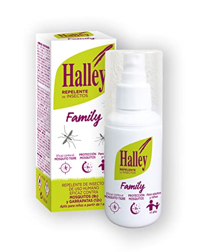 Halley - Family Repelente Repelente de Insectos 100 ml para Mayores de 1 Año para Niños y Adultos Anti Mosquitos Transmisores de Enfermedades Tropicales y Mosquitos Tigre Ideal para Viajes