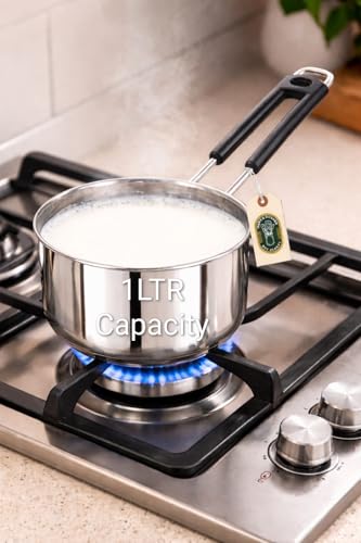 Image of NFC Stainless Steel Patila 1 Litre | Heavy Gauge Tea & Milk Pan /Patila | Heavy Duty | Induction & Gas Compatible | Best for Home & Kitchen | Daily Use Stainless Steel Sause Pan 1L