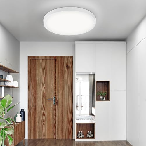 Oyajia Modern LED Ceiling Light,24W White Round Ceiling Lights,6500K Cool White Semi Side-Emitting Round Ultra-Thin Ceiling Light for Bedroom,Living Room,Dining Room,Kitchen,Corridor,Balcony