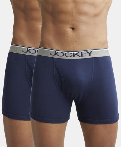 Image of Jockey 8009 Men's Super Combed Cotton Rib Solid Boxer Brief with Ultrasoft Waistband (Pack of 2)