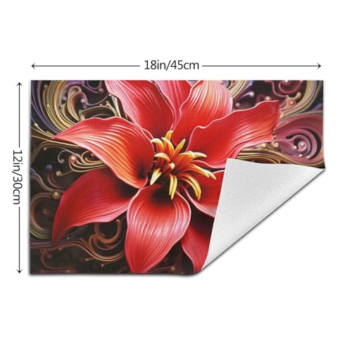 Sets de table en vinyle PVC tissé résistant chaleur rouge - 3