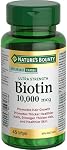 NATURE'S BOUNTY Biotine, Ultra Force, 10 000 mcg, Favorise la Croissance des Cheveux, Ongles Plus Épais et Plus Sains, Cheveux Plus Forts et Plus Épais & Peau Plus Saine, Aide à Métaboliser les Nutriments, Gélules, 20,8 g