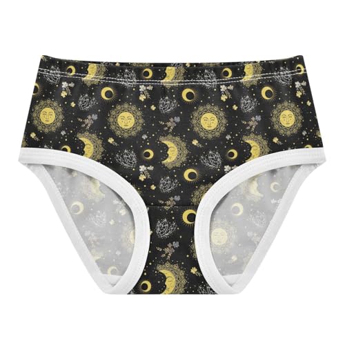 Little Girls' Soft Cotton Underwear Kids Breathable Comfort Bohemian Sun Moon Panties Briefs Toddler