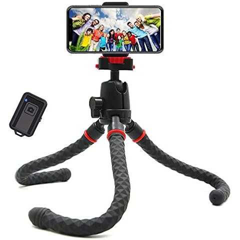 Phone Tripod ZETONG 360 Degree Rotation Flexible Octopus Travel Tripod for Most Smartphone/DSLR/Sports Action Camera with Bluetooth Wireless Remote Shutter Cover
