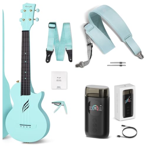 Enya Concert Ukulele Nova U 23’’ Carbon Fiber Travel Ukulele with Beginner Kit & enya Magnetic Strap & Enya Smart Automatic Guitar Tuner