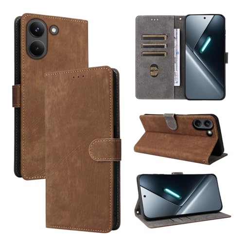 �P�[�X For Xiaomi POCO X8 PRO/Redmi Turbo 5 �P�[�X �蒠�^ �J�o�[ ���z�^ �yHNWEIWEI�z�J�[�h�|�P�b�g�t�� ���� PU���U�[ ��G�肪�ǂ� �}�O�l�b�g�J�� �����h�~ �Ռ��z�� �ϖ��C 360�x�ی� �X�^���h�@�\