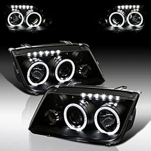 Autozensation Compatible with 1999-2005 Volkswagen Bora Jetta Mk4 Fog Lamps Glossy Black L+R Pair Head Light Lamp