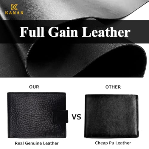 KANAK Spacious wallet Genuine Leather Men’s Wallet with Lock – Spacious RFID Blocking Bifold Wallet with Coin Pocket, Card Slots & Secure Snap Closure – Travel & Everyday Use (BLACK)2