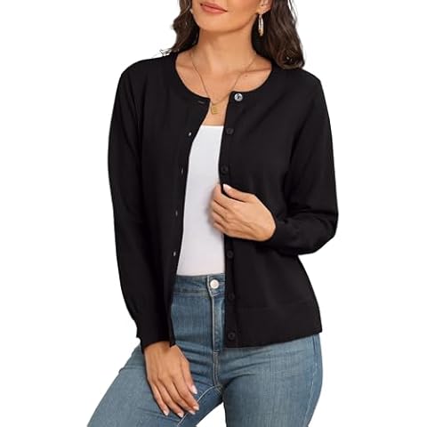 PrinStory Lightweight Black Cardigan for Women Cover