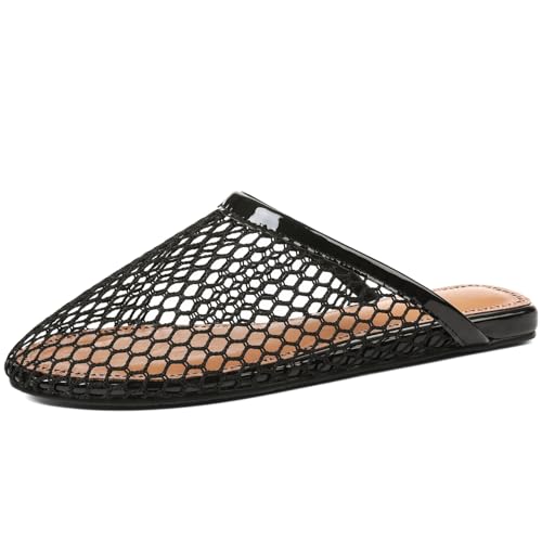 Women's Mesh Mules Breathable Slip-On Net Flats Lightweight Mesh Ballet Flats for Women for Casual Or Indoor Wear
